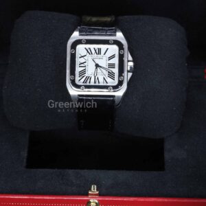 Cartier Santos 100 Steel / Leather Strap 38