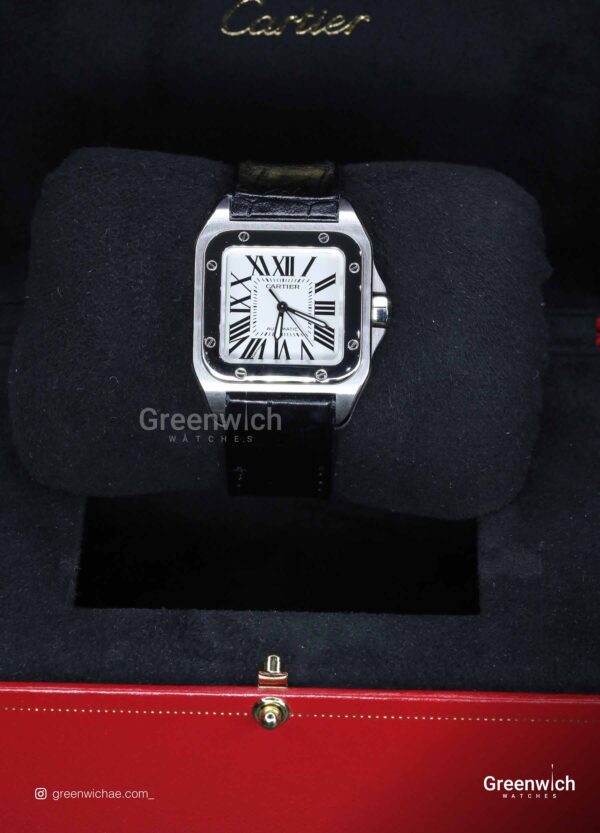 Cartier Santos 100 Steel / Leather Strap 38