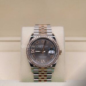 Rolex Datejust 36 Steel & Rose Roman Diamond Jubilee Band