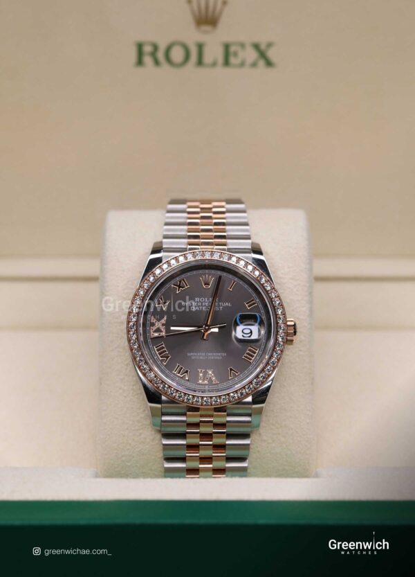 Rolex Datejust 36 Steel & Rose Roman Diamond Jubilee Band